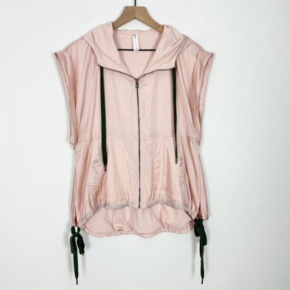 Anthropologie Daily Practice Glass Beach Zip Up Hoodie Vest Peach Size Medium - Picture 6 of 13